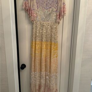 Needle & Thread Cream Embroidered Gown Size 6